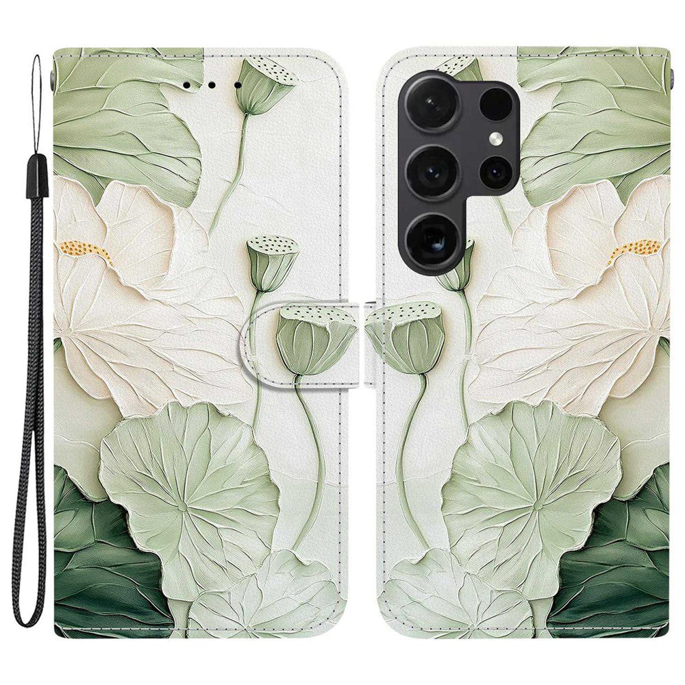 For Samsung Galaxy S26 Ultra Wallet Case Pattern Printing Leather Stand Phone Cover with Strap