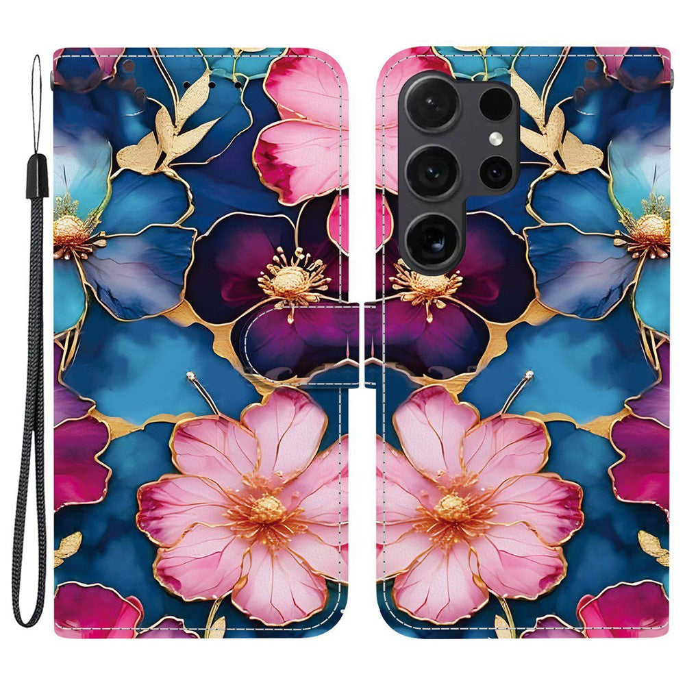 For Samsung Galaxy S26 Ultra Wallet Case Pattern Printing Leather Stand Phone Cover with Strap