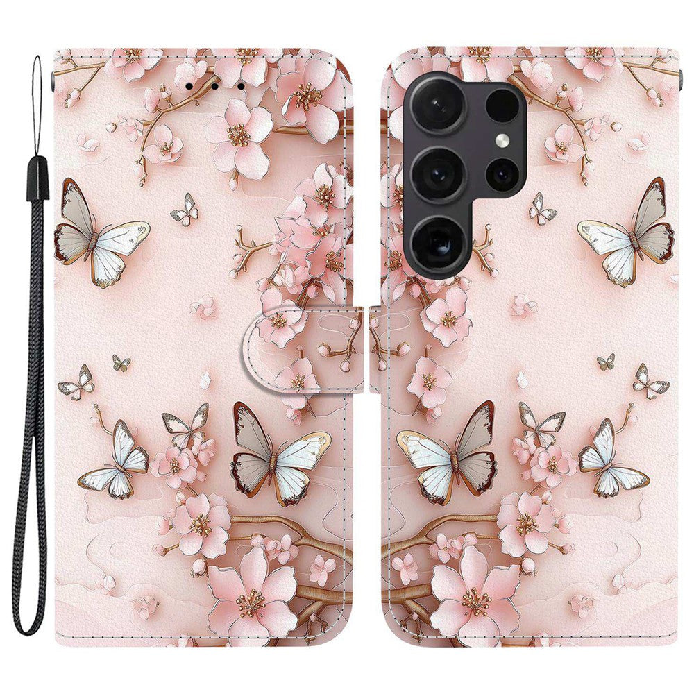 For Samsung Galaxy S26 Ultra Wallet Case Pattern Printing Leather Stand Phone Cover with Strap