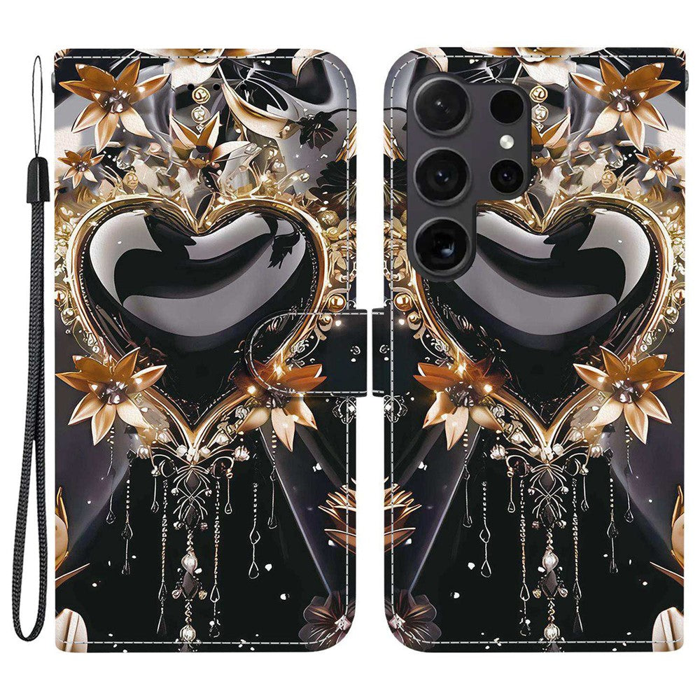 For Samsung Galaxy S26 Ultra Wallet Case Pattern Printing Leather Stand Phone Cover with Strap