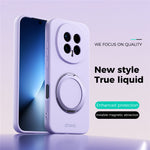 ABEEL For Honor Magic8 5G Magnetic Case Kickstand Skin Touch Liquid Silicone Phone Cover