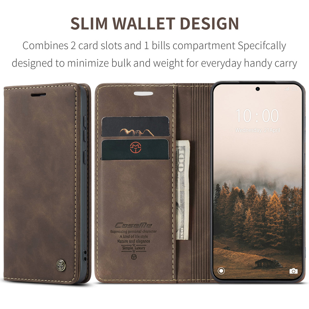 CASEME För Xiaomi Redmi Note 15 Pro 5G (Global) Plånboksfodral 013-serien PU-läder mobilfodral Stativ