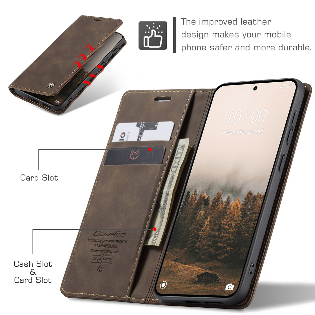 CASEME För Xiaomi Redmi Note 15 Pro 5G (Global) Plånboksfodral 013-serien PU-läder mobilfodral Stativ