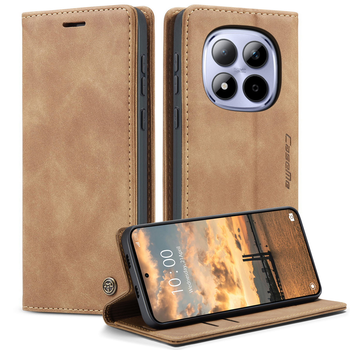 CASEME För Xiaomi Redmi Note 15 Pro 5G (Global) Plånboksfodral 013-serien PU-läder mobilfodral Stativ