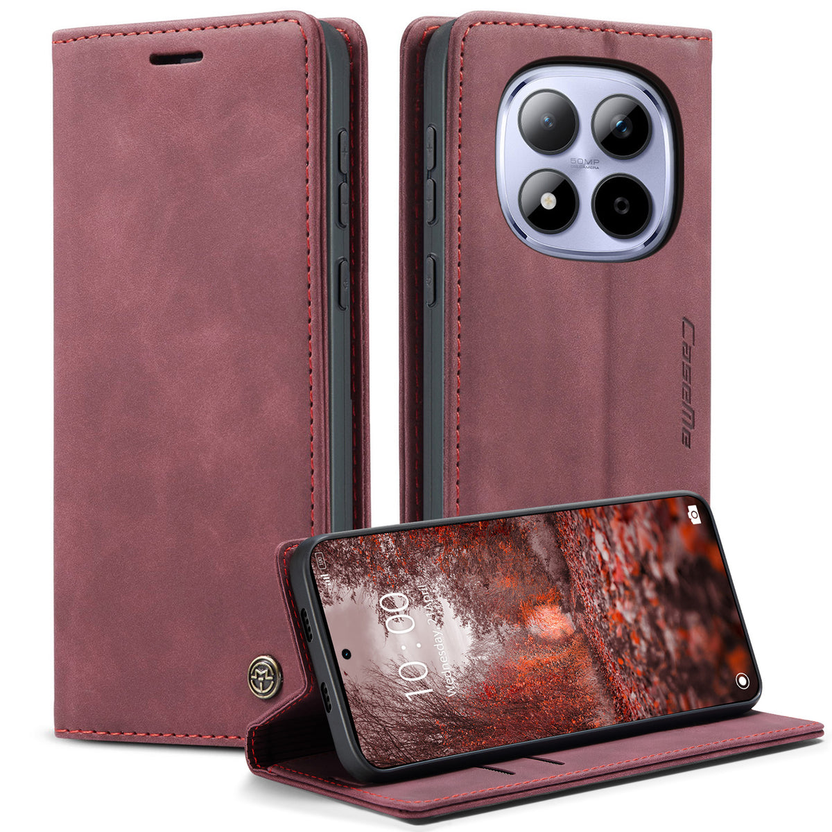 CASEME För Xiaomi Redmi Note 15 Pro 5G (Global) Plånboksfodral 013-serien PU-läder mobilfodral Stativ