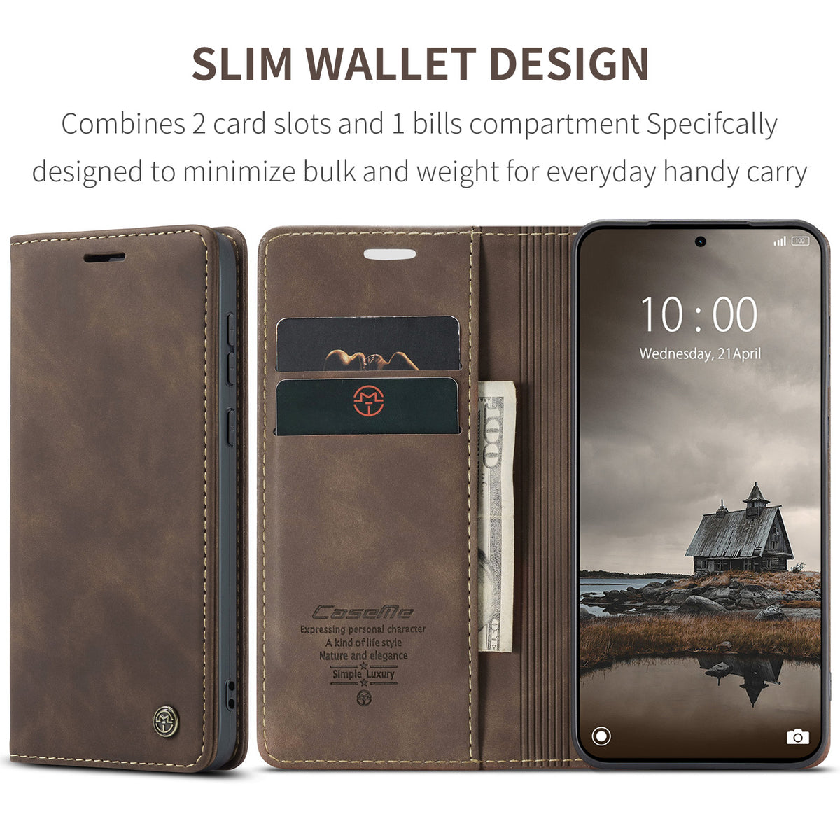 CASEME För Xiaomi Redmi Note 15 Pro 4G (Global) Plånboksfodral 013-serien PU-lädermobilfodral med stativ