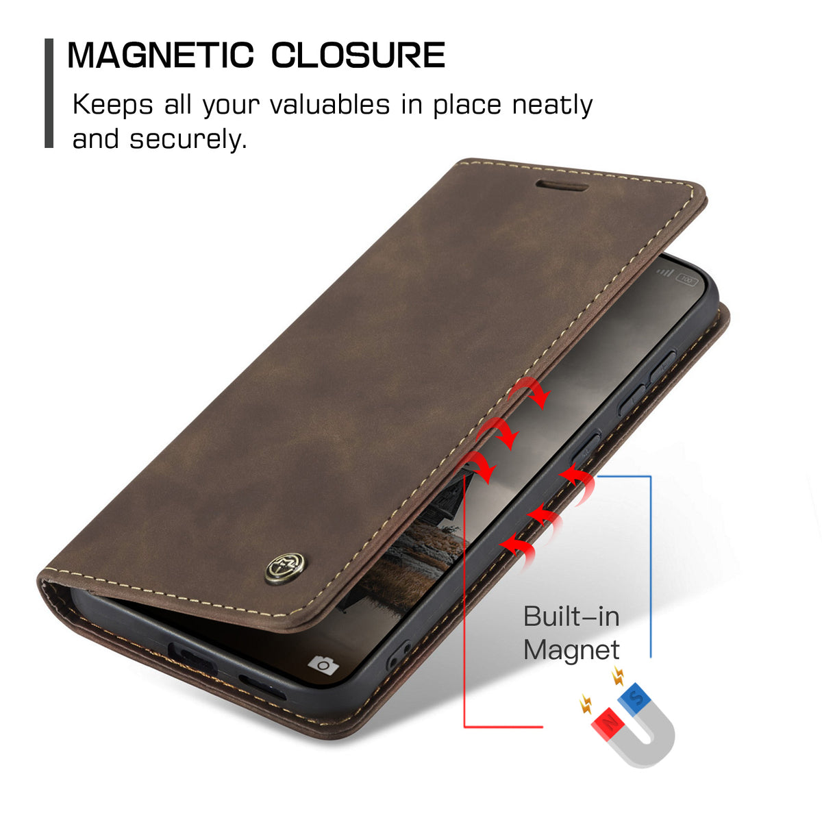 CASEME För Xiaomi Redmi Note 15 Pro 4G (Global) Plånboksfodral 013-serien PU-lädermobilfodral med stativ