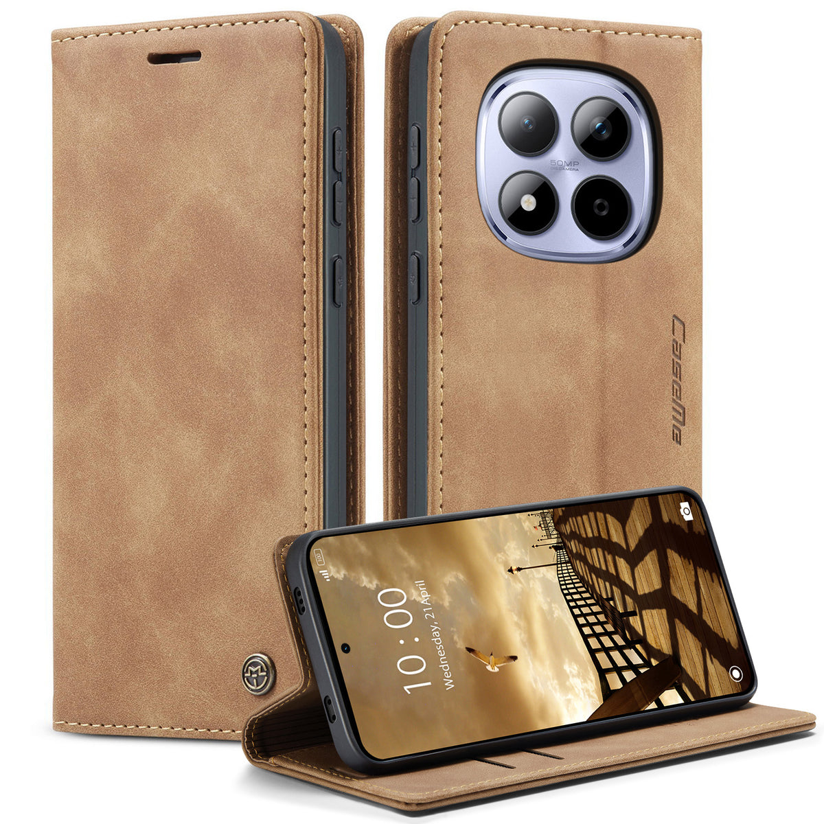 CASEME För Xiaomi Redmi Note 15 Pro 4G (Global) Plånboksfodral 013-serien PU-lädermobilfodral med stativ