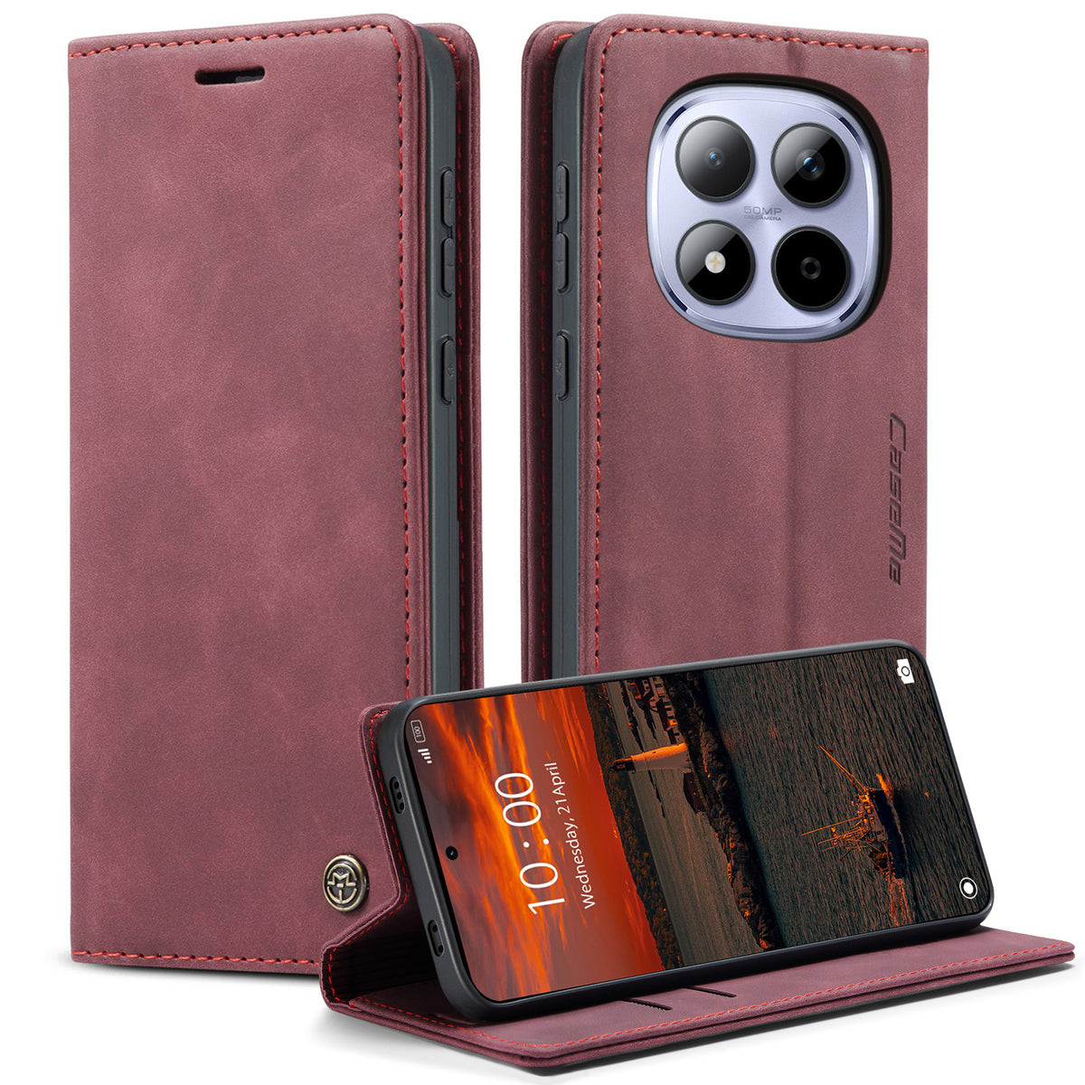 CASEME För Xiaomi Redmi Note 15 Pro 4G (Global) Plånboksfodral 013-serien PU-lädermobilfodral med stativ