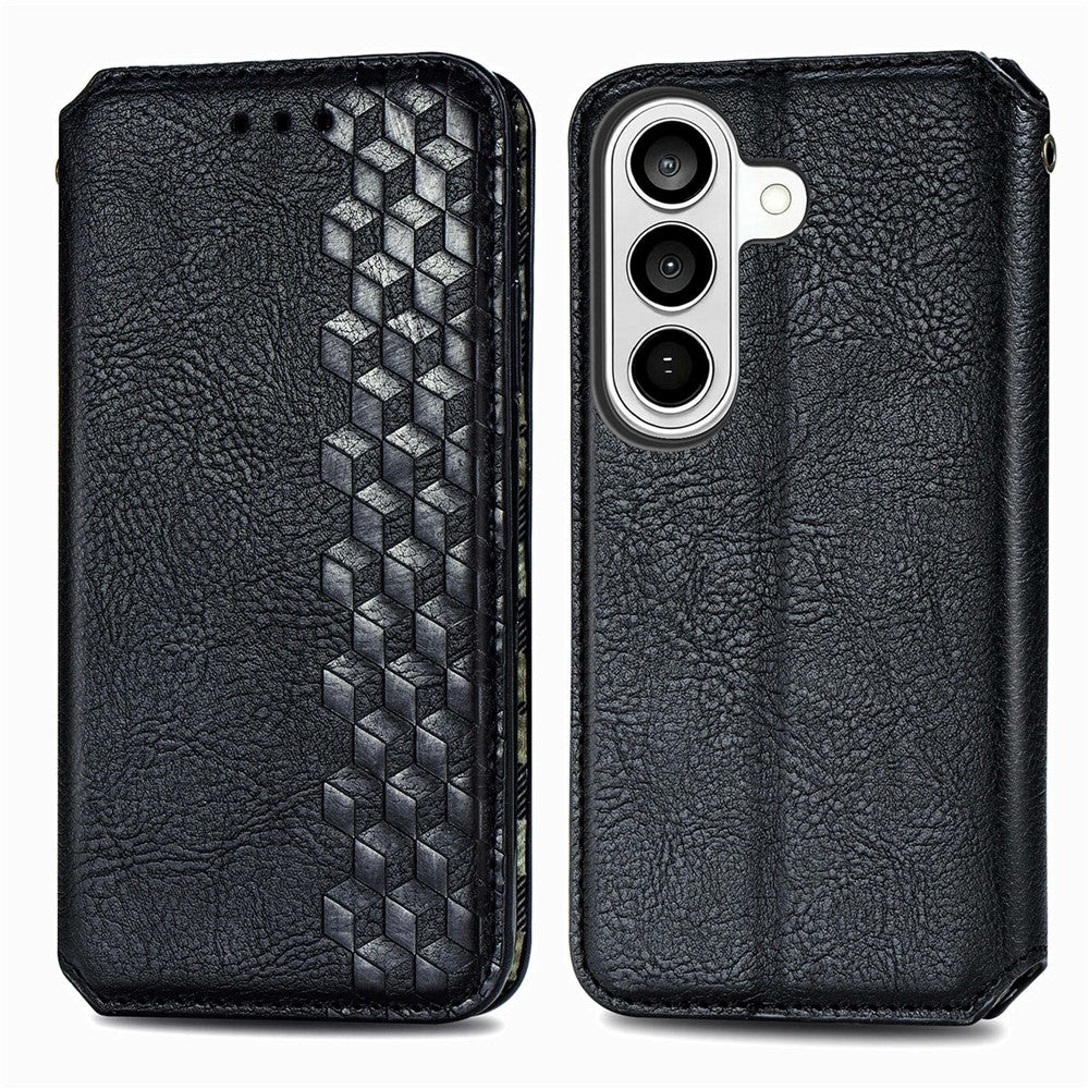 Samsung Galaxy S26-skal Rhombus Imprint PU-läderplånboksfodral