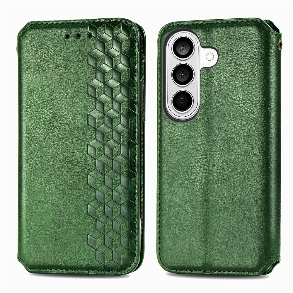 Samsung Galaxy S26-skal Rhombus Imprint PU-läderplånboksfodral