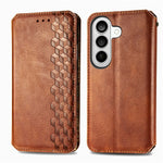 Samsung Galaxy S26-skal Rhombus Imprint PU-läderplånboksfodral