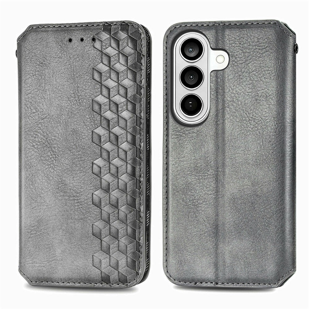 Samsung Galaxy S26-skal Rhombus Imprint PU-läderplånboksfodral
