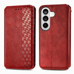 Samsung Galaxy S26-skal Rhombus Imprint PU-läderplånboksfodral