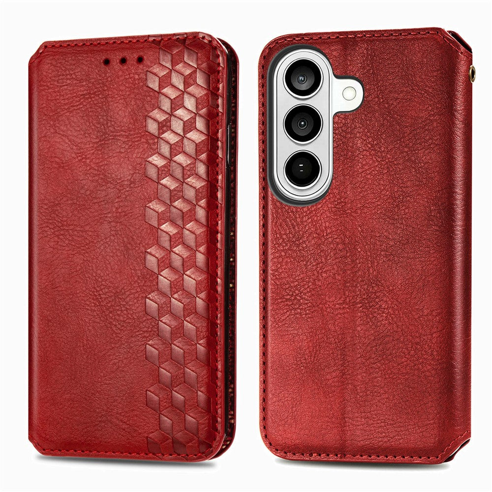 Samsung Galaxy S26-skal Rhombus Imprint PU-läderplånboksfodral