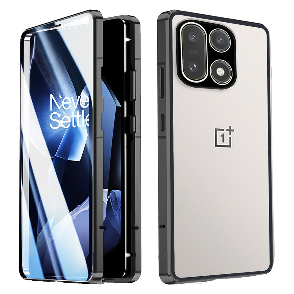 For OnePlus 15 5G Case Double-Sided Tempered Glass Metal Frame Phone Cover with Lens Protector