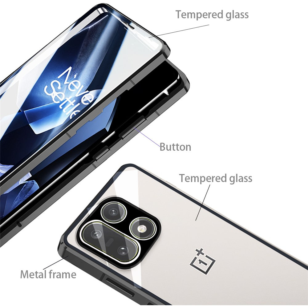 For OnePlus 15 5G Case Double-Sided Tempered Glass Metal Frame Phone Cover with Lens Protector