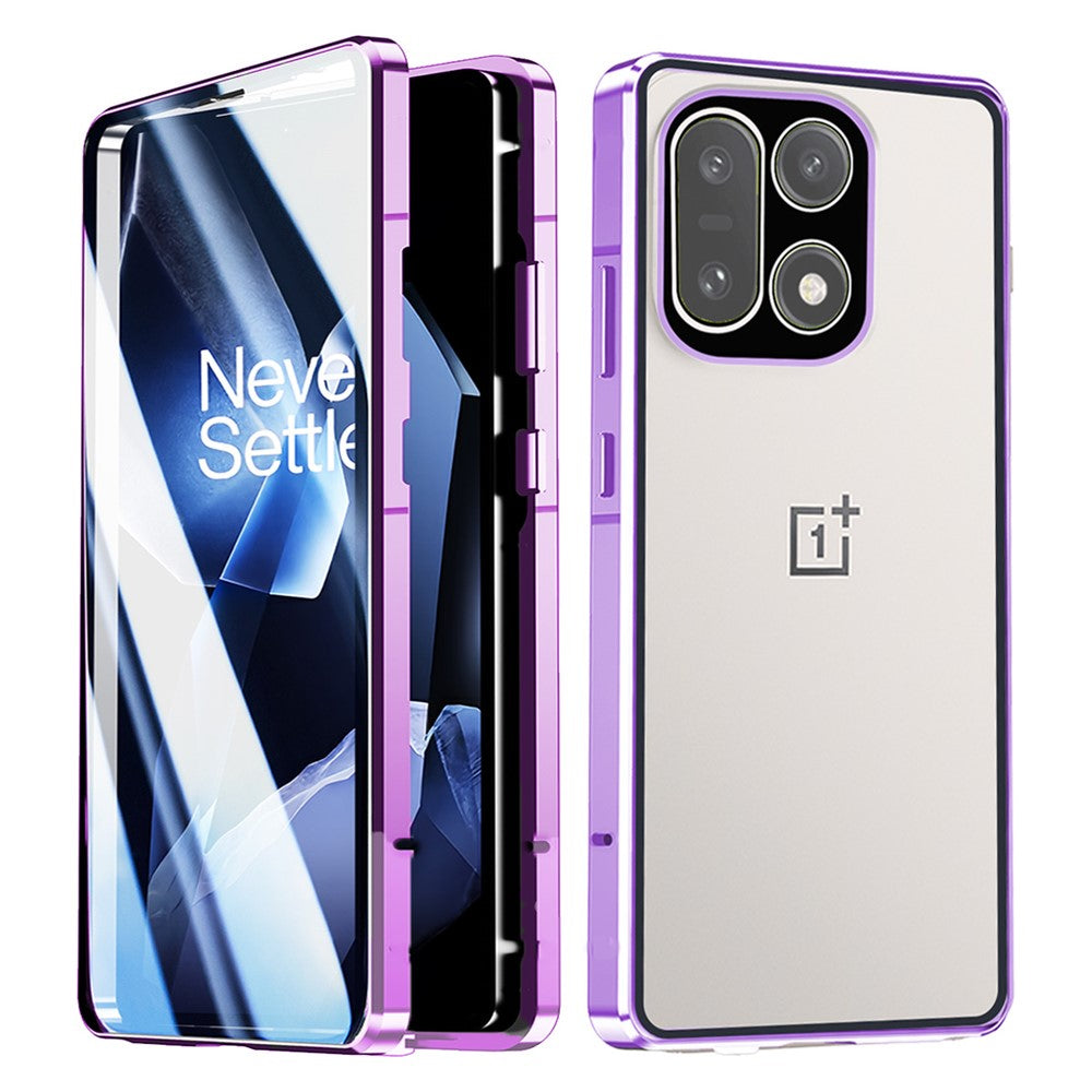 For OnePlus 15 5G Case Double-Sided Tempered Glass Metal Frame Phone Cover with Lens Protector