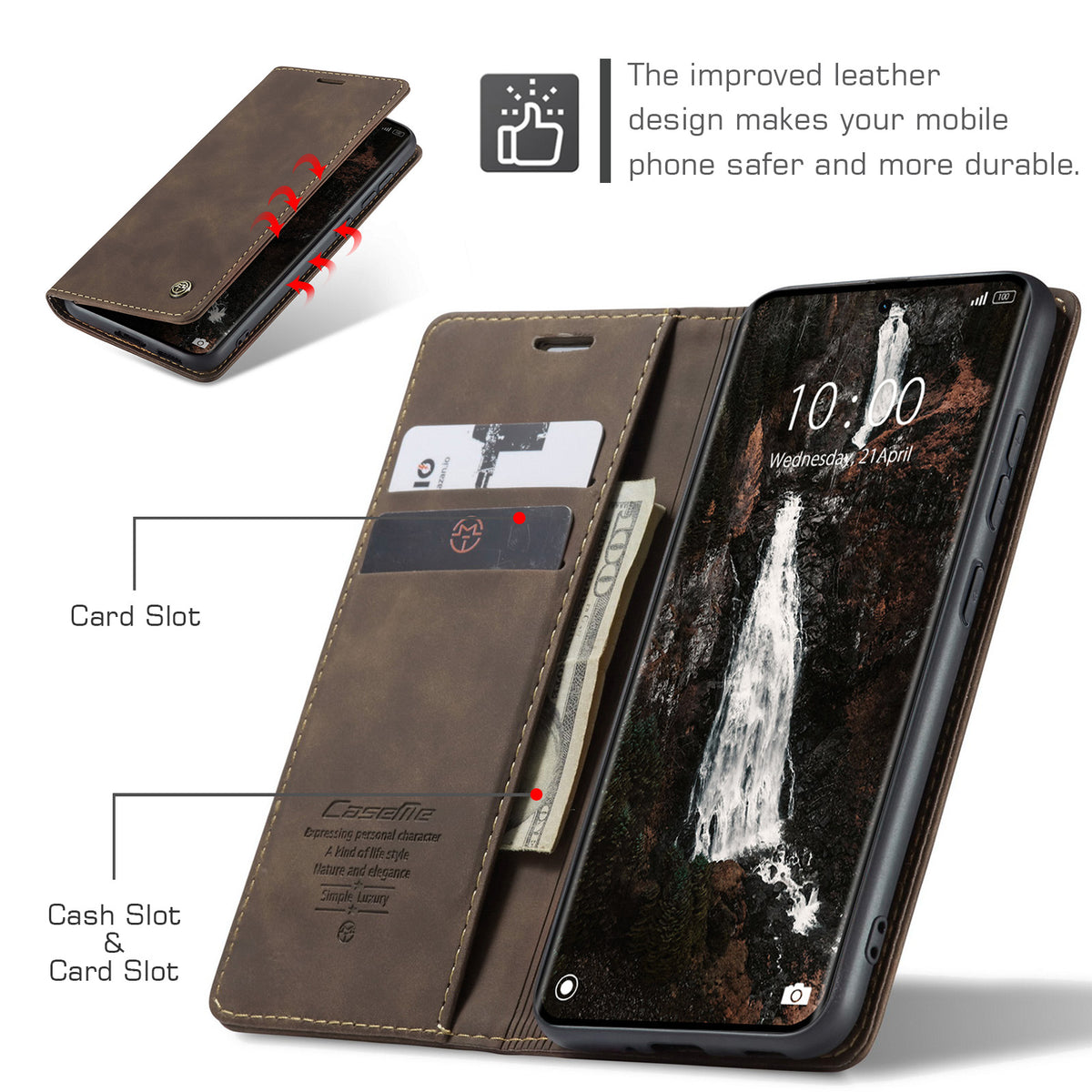 CASEME til Xiaomi Redmi Note 15 5G (Global) / Xiaomi Poco M8 5G / Xiaomi Redmi Note 15 4G (Global) 013-serien PU-læderbogetui til mobil med stativ