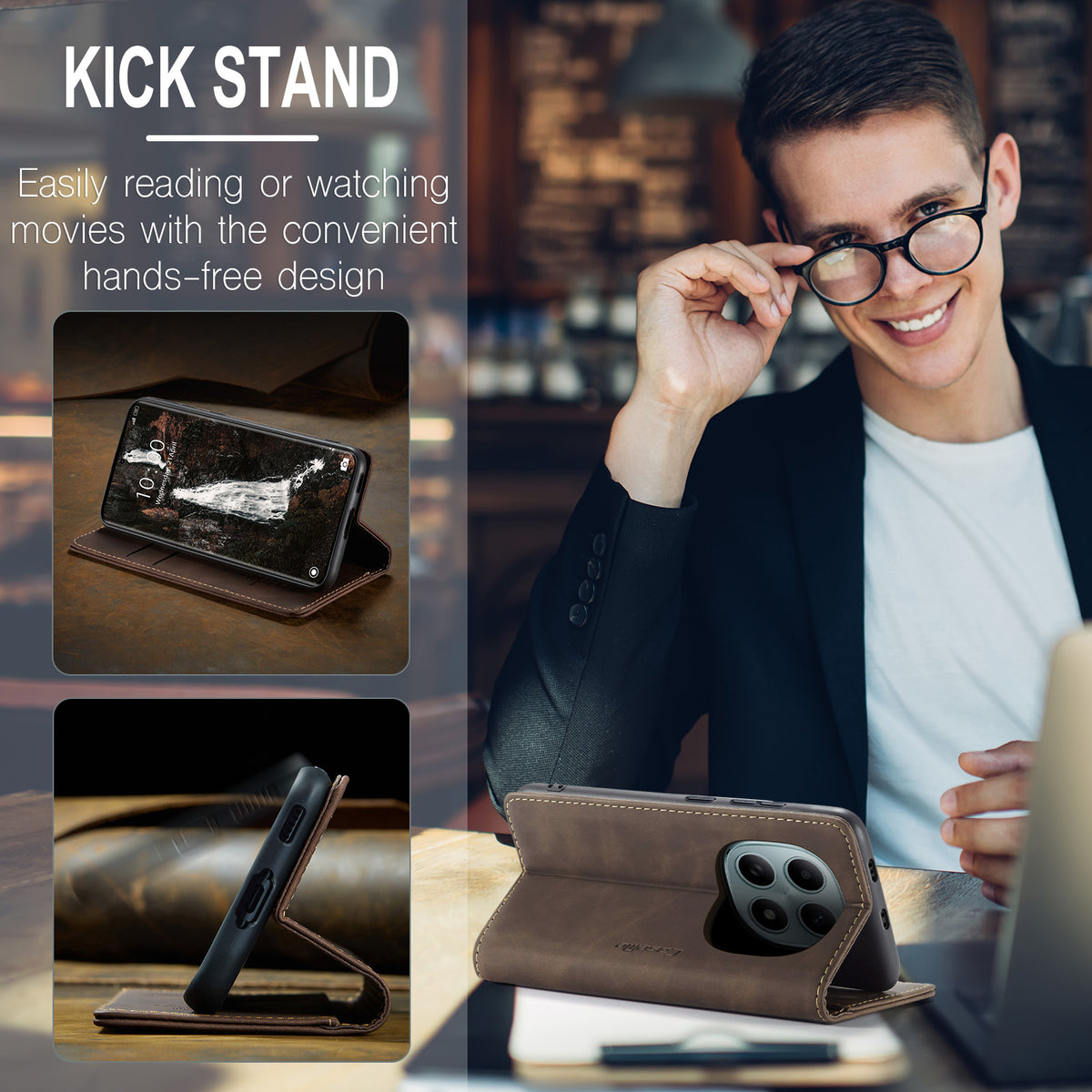 CASEME För Xiaomi Redmi Note 15 5G (Global) / Xiaomi Poco M8 5G / Xiaomi Redmi Note 15 4G (Global) Plånboksfodral 013-serien PU-lädermobilfodral med stativ