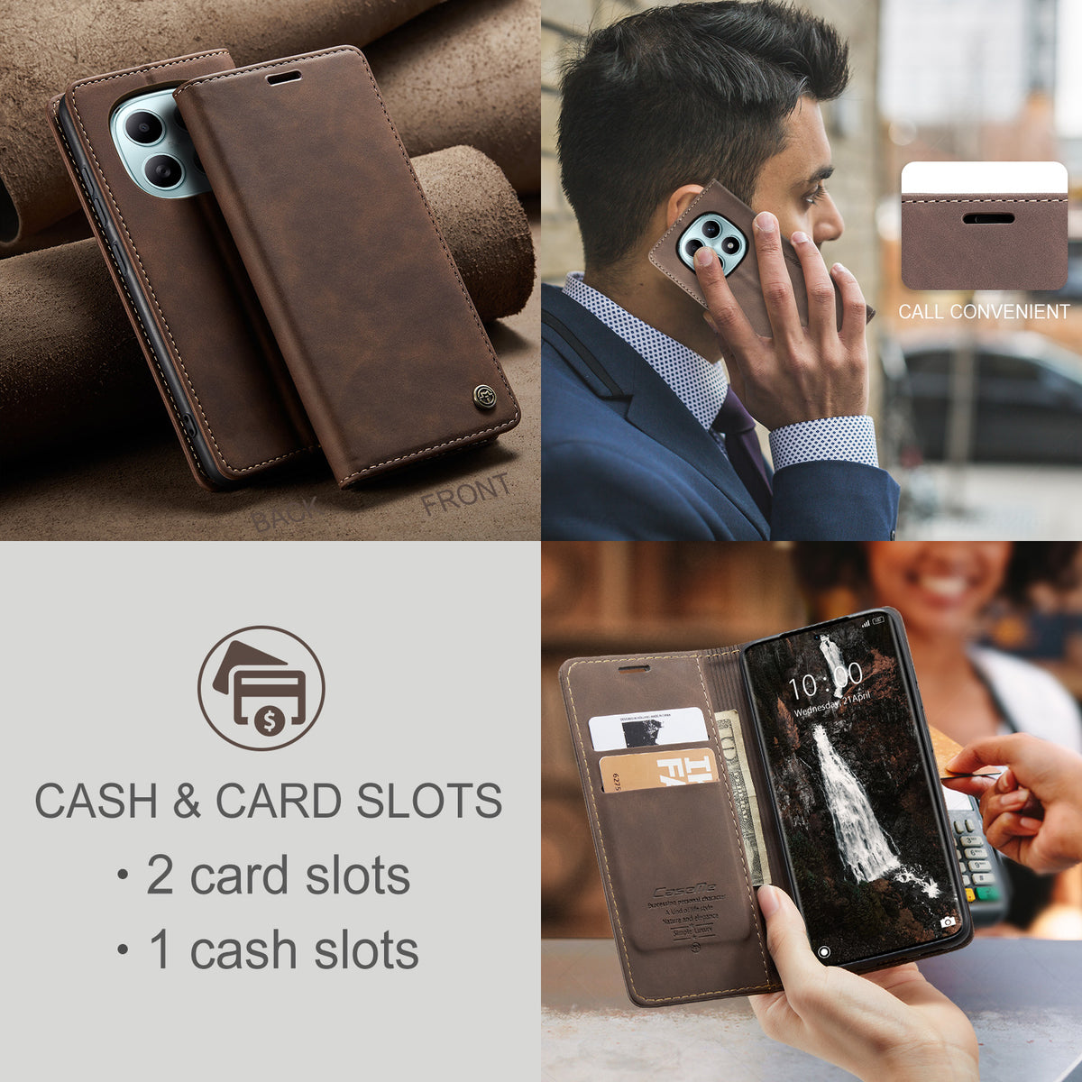 CASEME För Xiaomi Redmi Note 15 5G (Global) / Xiaomi Poco M8 5G / Xiaomi Redmi Note 15 4G (Global) Plånboksfodral 013-serien PU-lädermobilfodral med stativ