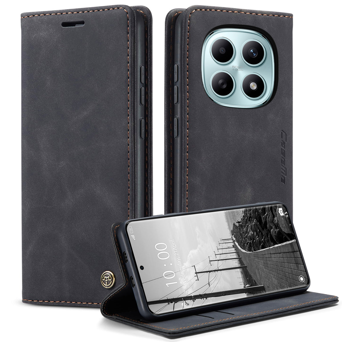 CASEME til Xiaomi Redmi Note 15 5G (Global) / Xiaomi Poco M8 5G / Xiaomi Redmi Note 15 4G (Global) 013-serien PU-læderbogetui til mobil med stativ