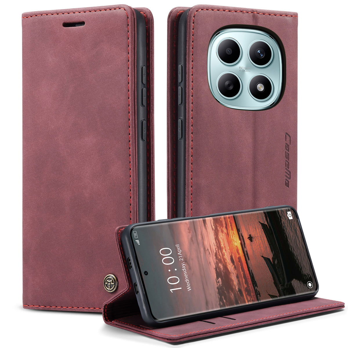 CASEME til Xiaomi Redmi Note 15 5G (Global) / Xiaomi Poco M8 5G / Xiaomi Redmi Note 15 4G (Global) 013-serien PU-læderbogetui til mobil med stativ