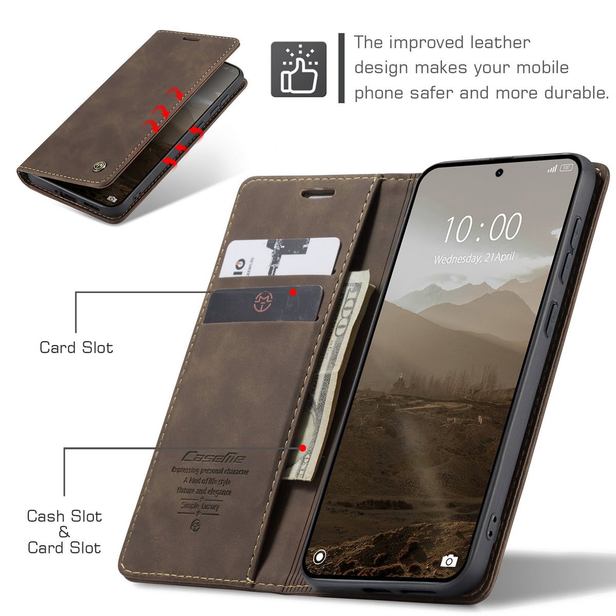 CASEME För Xiaomi Poco M8 Pro 5G / Xiaomi Redmi Note 15 Pro+ 5G (Global) Plånboksfodral 013-serien PU-lädermobilfodral med stativ