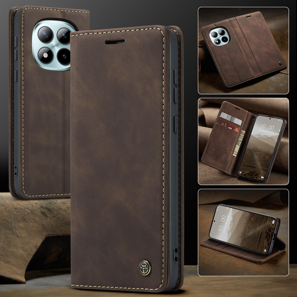 CASEME För Xiaomi Poco M8 Pro 5G / Xiaomi Redmi Note 15 Pro+ 5G (Global) Plånboksfodral 013-serien PU-lädermobilfodral med stativ