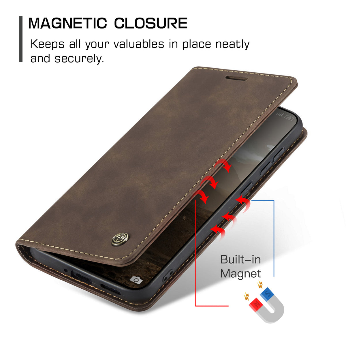 CASEME För Xiaomi Poco M8 Pro 5G / Xiaomi Redmi Note 15 Pro+ 5G (Global) Plånboksfodral 013-serien PU-lädermobilfodral med stativ