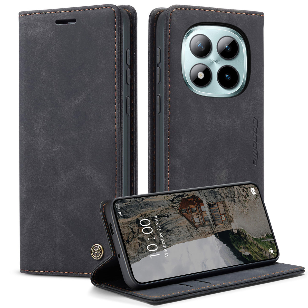 CASEME För Xiaomi Poco M8 Pro 5G / Xiaomi Redmi Note 15 Pro+ 5G (Global) Plånboksfodral 013-serien PU-lädermobilfodral med stativ