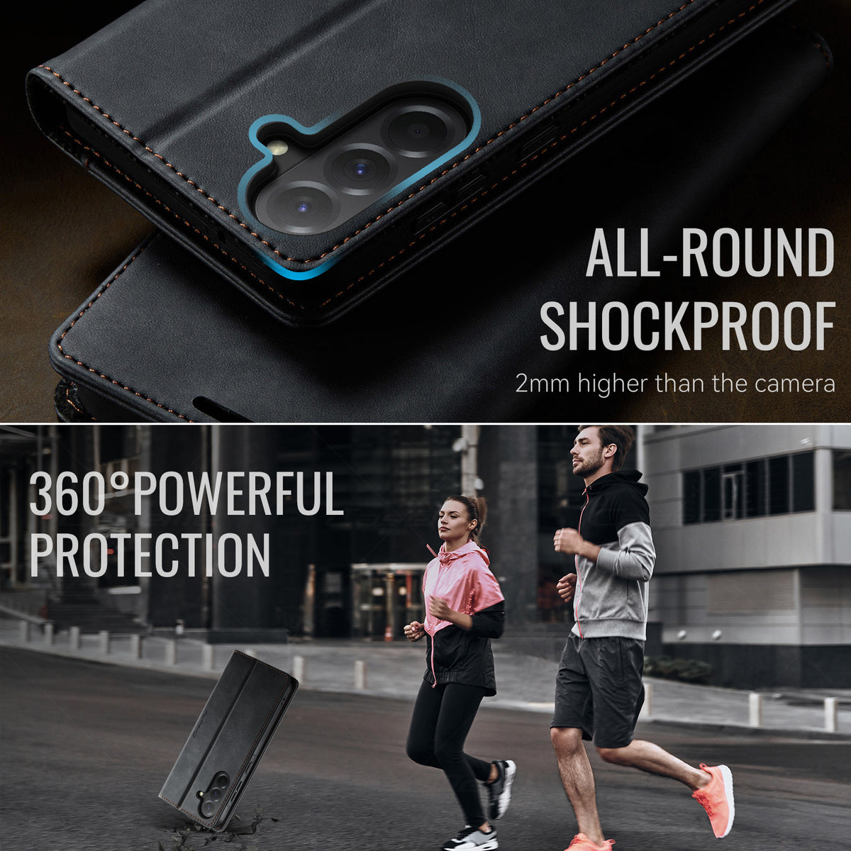 CASEME Til Samsung Galaxy A57 5G Cover 033 Series RFID Blokerende Pung Stand Kalvetekstur Læder Telefoncover