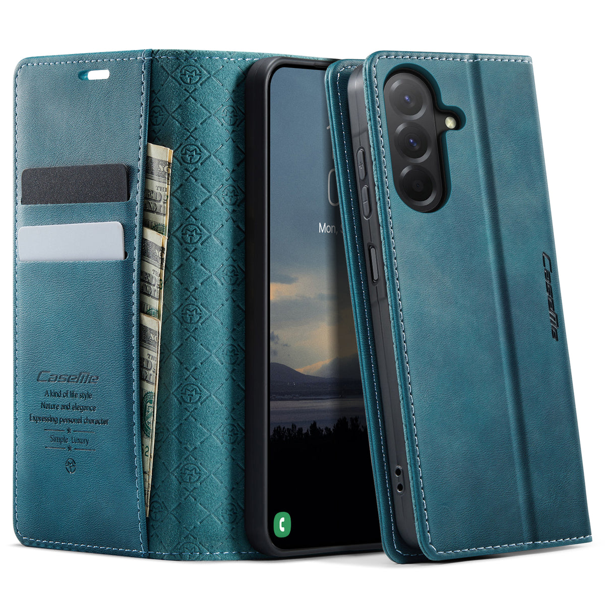 CASEME Til Samsung Galaxy A57 5G Cover 033 Series RFID Blokerende Pung Stand Kalvetekstur Læder Telefoncover