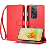 For Oppo A5 4G / Oppo A3 Pro (Global) 5G / Oppo A3 Pro (India) 5G / Oppo A80 5G / Oppo A6i / Oppo K12x 5G (Global) / Oppo A5 5G Leather Case Zipper Wallet Stand Shockproof Phone Cover with Wrist Strap