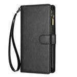For Oppo Reno15 Pro Max 5G (Global) Leather Case Zipper Wallet Stand Shockproof Phone Cover with Wrist Strap