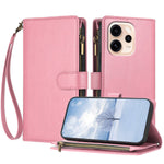 For Oppo Reno15 Pro Max 5G (Global) Leather Case Zipper Wallet Stand Shockproof Phone Cover with Wrist Strap