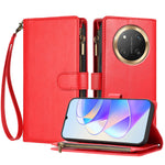 For Honor Magic7 Lite 5G / Honor X9c 5G Leather Case Zipper Wallet Stand Shockproof Phone Cover with Wrist Strap