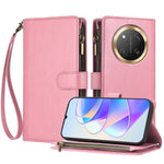 For Honor Magic7 Lite 5G / Honor X9c 5G Leather Case Zipper Wallet Stand Shockproof Phone Cover with Wrist Strap
