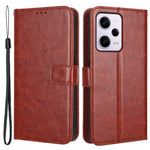 PU-läderfodral i flip-format för Xiaomi Redmi Note 12 Pro 5G / Note 12 Pro Speed 5G / Poco X5 Pro 5G, Crazy Horse-texturerat stativ, reptåligt magnetiskt mobilmobilfodral med rem