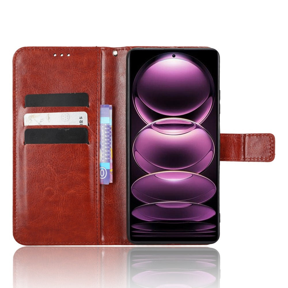 PU-läderfodral i flip-format för Xiaomi Redmi Note 12 Pro 5G / Note 12 Pro Speed 5G / Poco X5 Pro 5G, Crazy Horse-texturerat stativ, reptåligt magnetiskt mobilmobilfodral med rem