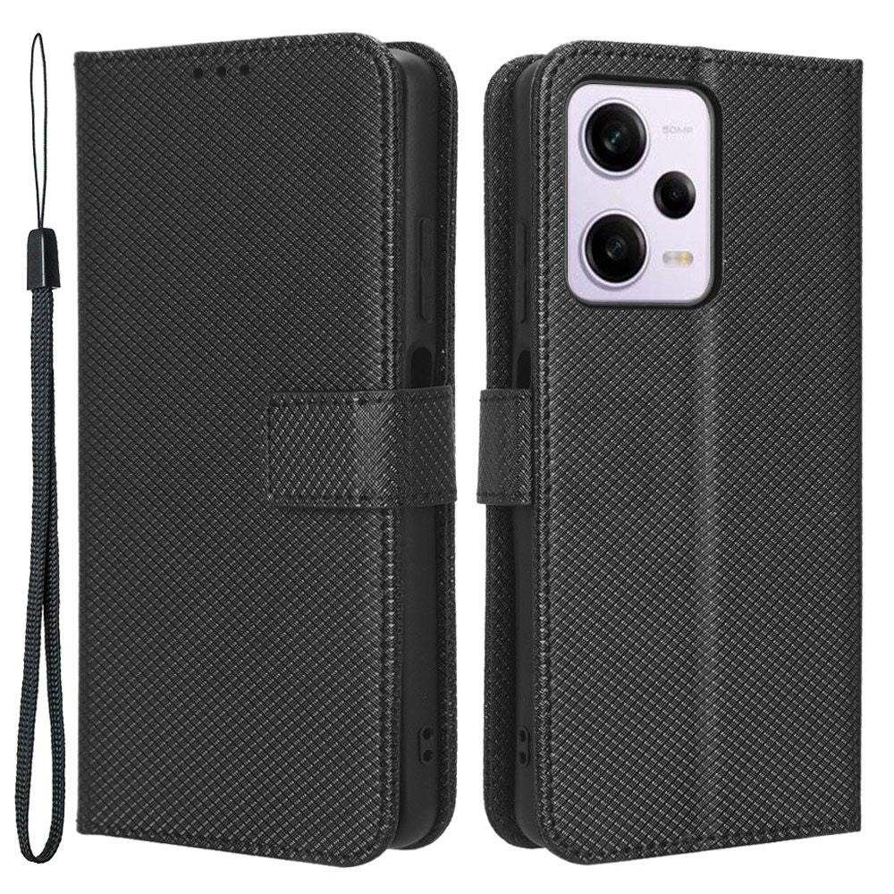 Cell Phone Cover For Xiaomi Redmi Note 12 Pro 5G / Note 12 Pro Speed 5G / Poco X5 Pro 5G Wallet Stand Magnetic Closure Diamond Texture PU Leather Anti-shock Cell Phone Case