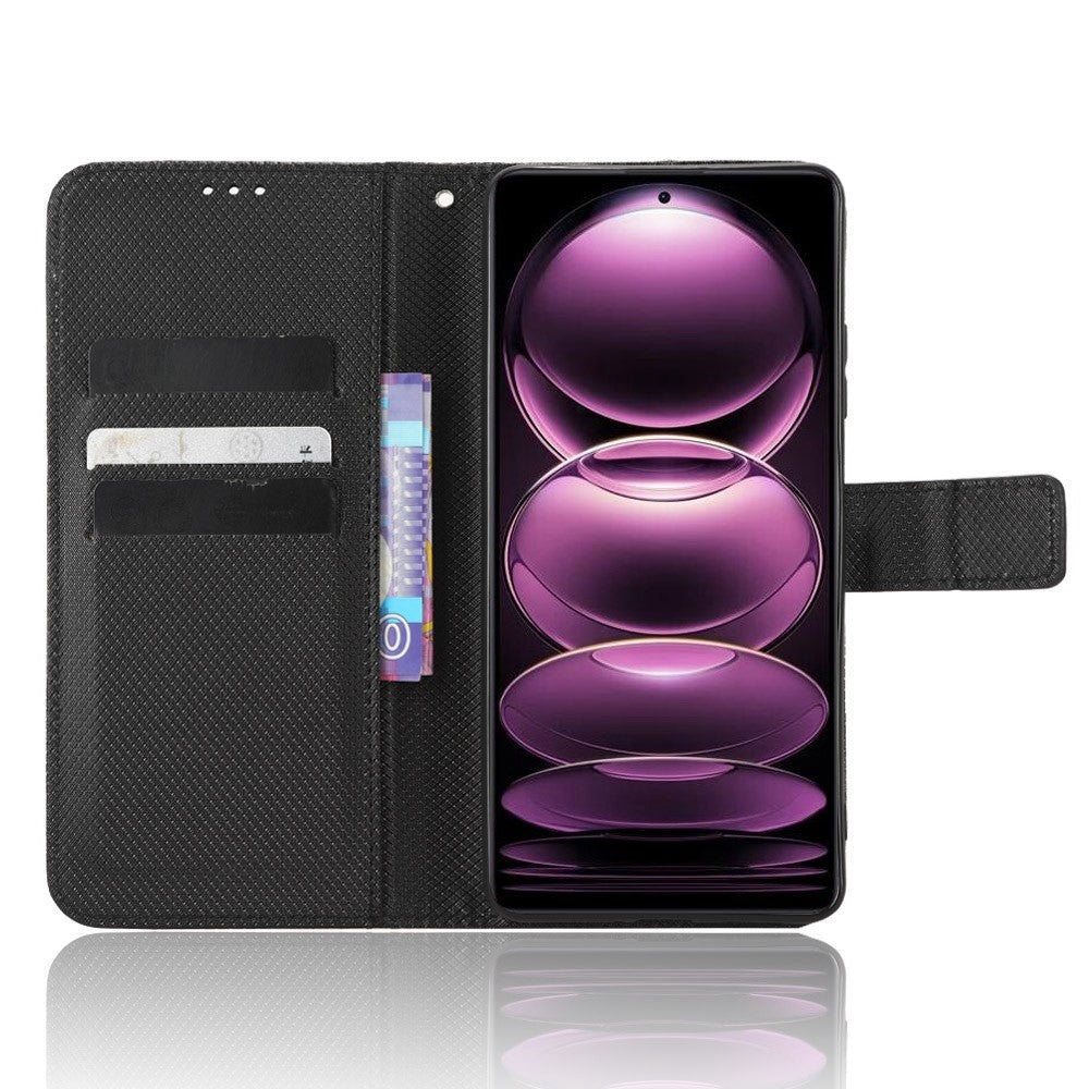 Cell Phone Cover For Xiaomi Redmi Note 12 Pro 5G / Note 12 Pro Speed 5G / Poco X5 Pro 5G Wallet Stand Magnetic Closure Diamond Texture PU Leather Anti-shock Cell Phone Case