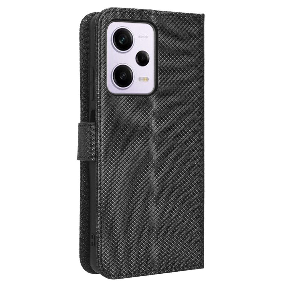 Cell Phone Cover For Xiaomi Redmi Note 12 Pro 5G / Note 12 Pro Speed 5G / Poco X5 Pro 5G Wallet Stand Magnetic Closure Diamond Texture PU Leather Anti-shock Cell Phone Case