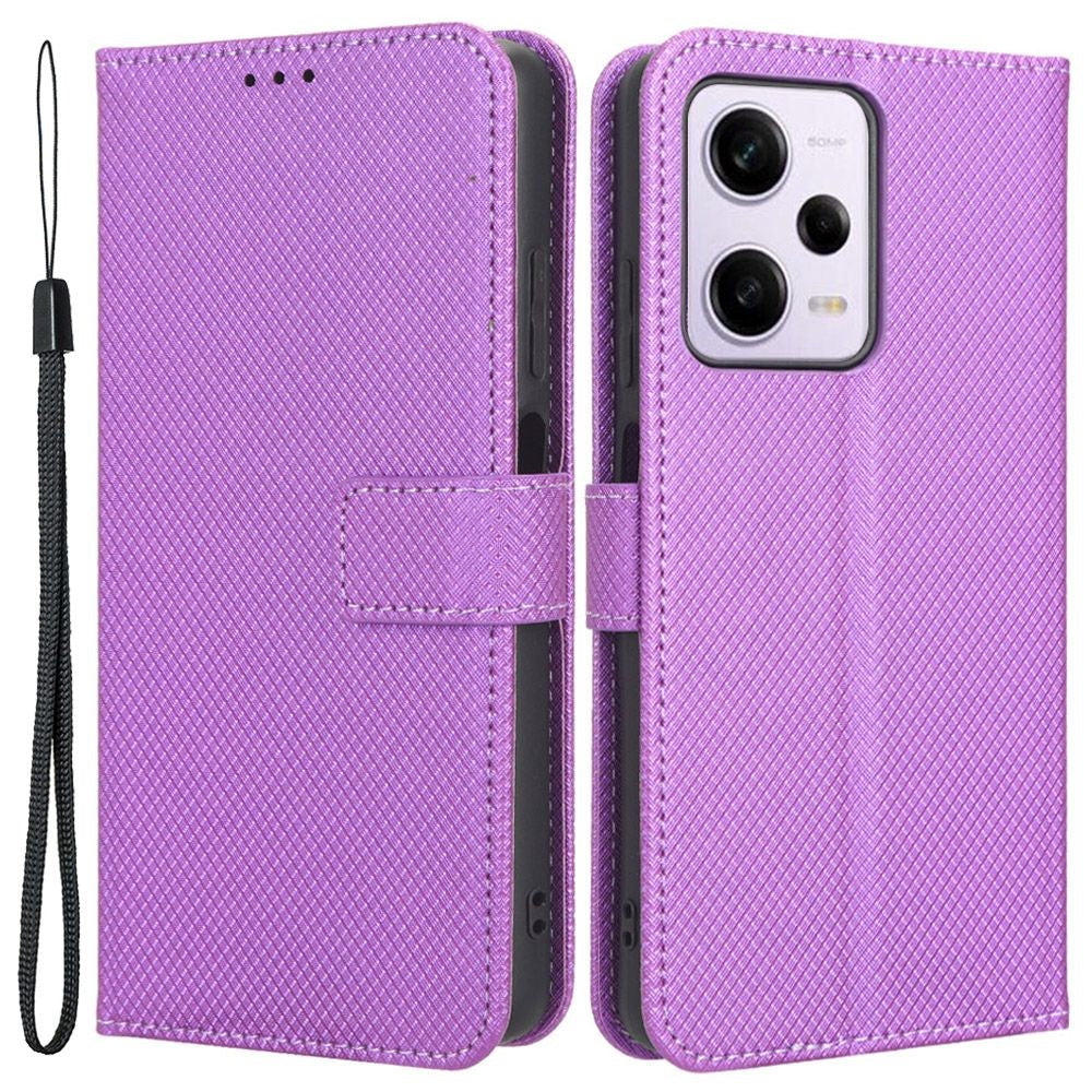 Cell Phone Cover For Xiaomi Redmi Note 12 Pro 5G / Note 12 Pro Speed 5G / Poco X5 Pro 5G Wallet Stand Magnetic Closure Diamond Texture PU Leather Anti-shock Cell Phone Case