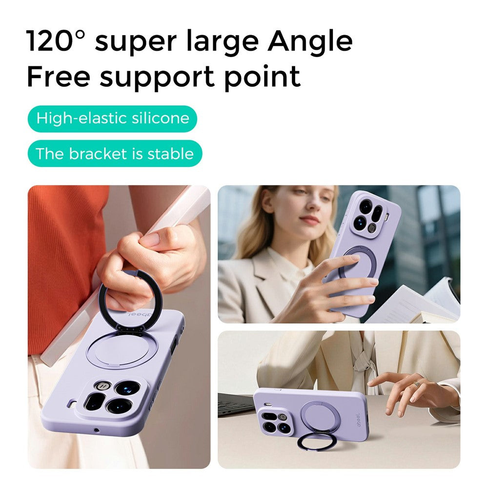 ABEEL For Oppo Find X9 Pro 5G Magnetic Case Kickstand Skin Touch Liquid Silicone Phone Cover
