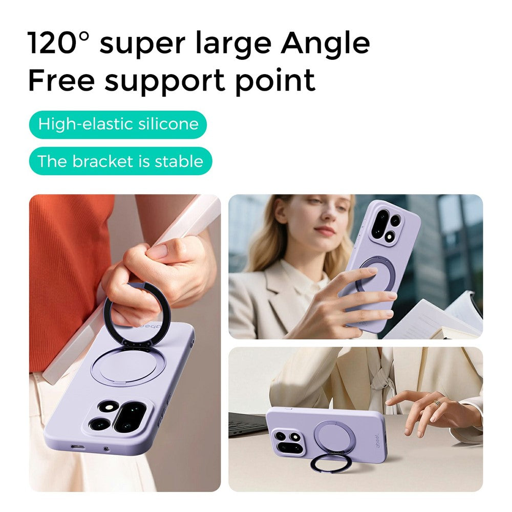 ABEEL Magnetiskt Skal För OnePlus 15 5G Stativ Skin Touch Flytande Silikon mobilskal