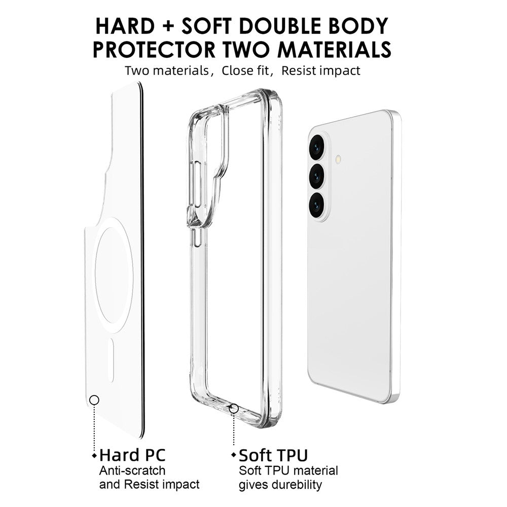 Samsung Galaxy S26 Magnetiskt Skal TPU + PC Genomskinligt Mobilskal