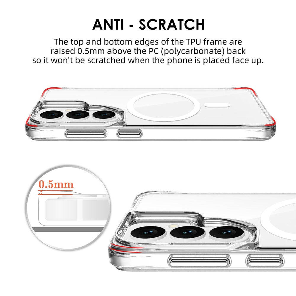 Samsung Galaxy S26 Magnetiskt Skal TPU + PC Genomskinligt Mobilskal