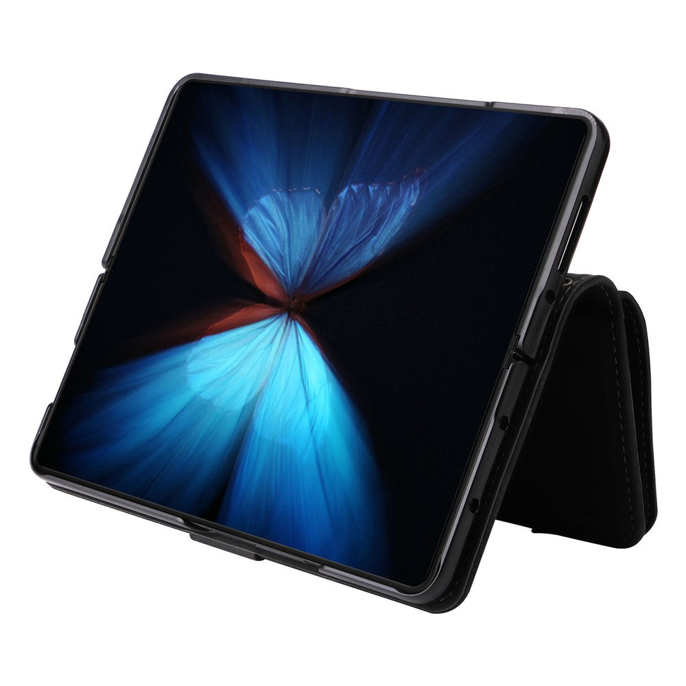 For Samsung Galaxy Z Fold4 5G Multiple Card Slots Zipper Pocket PU Leather Phone Stand Case Magnetic Clasp Wallet Cover