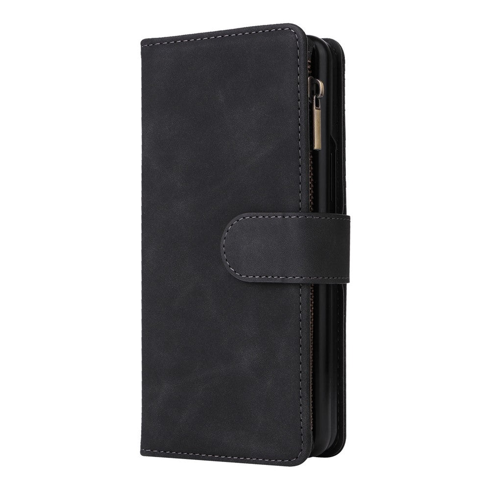 For Samsung Galaxy Z Fold4 5G Multiple Card Slots Zipper Pocket PU Leather Phone Stand Case Magnetic Clasp Wallet Cover